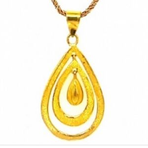 24K Gold Exquisite Teardrop Pendant